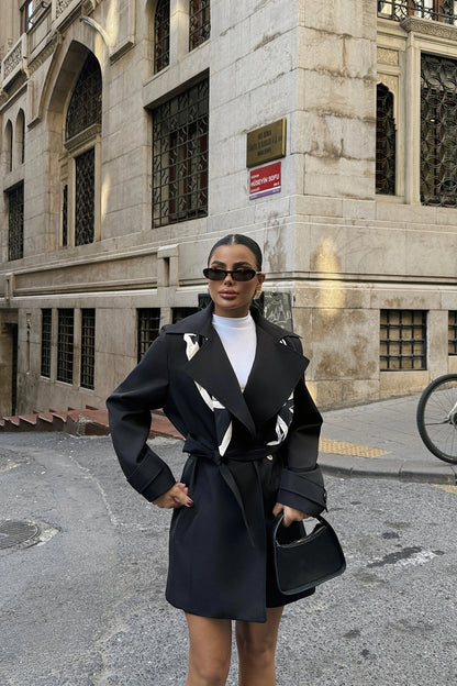 Black Double Breasted Collar Jacket