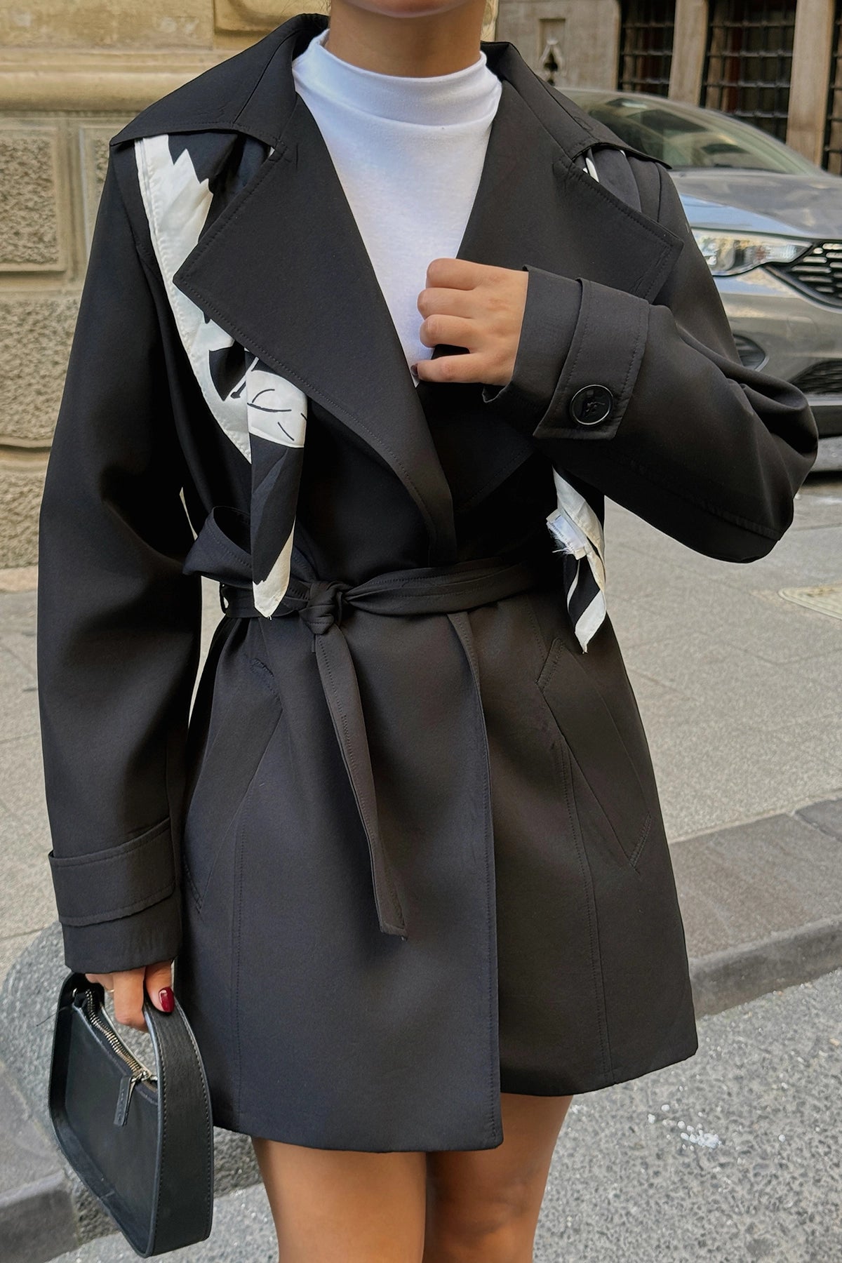 Black Double Breasted Collar Jacket