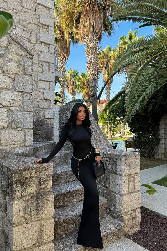Black Doss Long Backless Dress