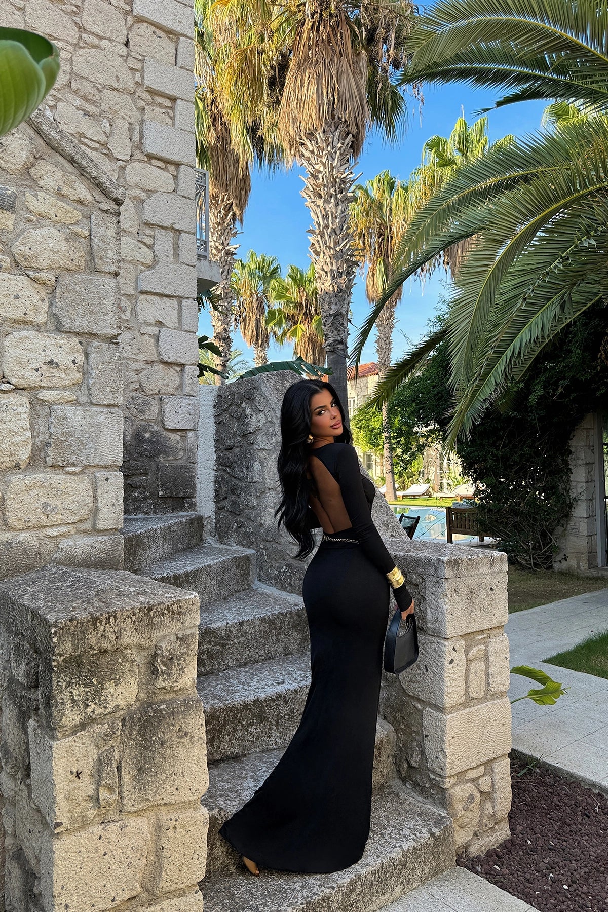 Black Doss Long Backless Dress