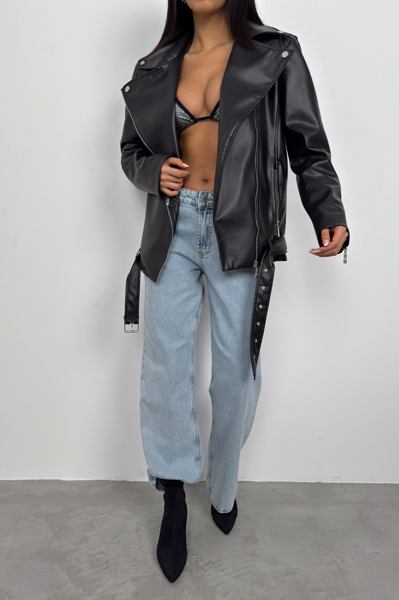 Padded Oversize Black Biker Jacket