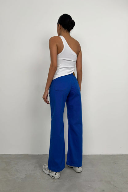 High Waist Tube Leg Saks Jean