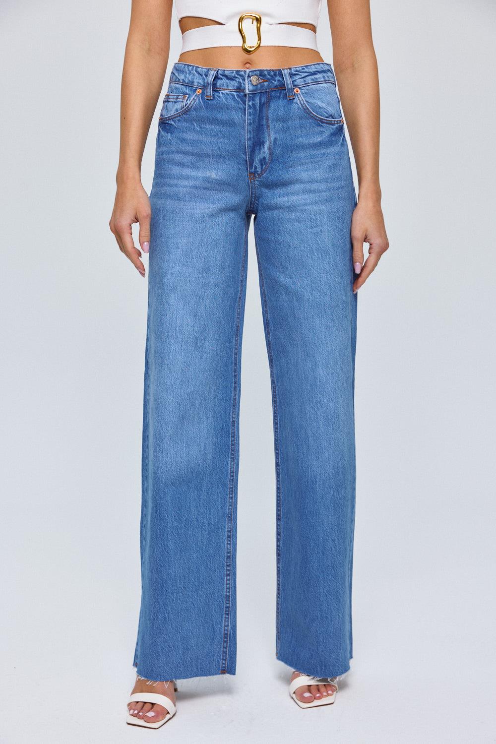 High Wide Leg Blue Women's Jeans